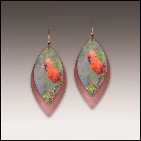 Cardinal on Branch Earrings