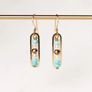 Pearl Turquoise Peapod Earrings