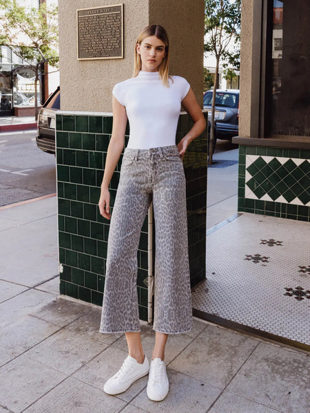 High Rise Grey Leopard Jeans