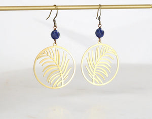 Lapis Feather Earrings