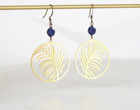Lapis Feather Earrings