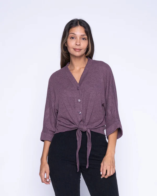 Heather Purple Front Knot Top