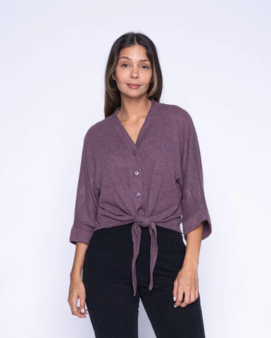 Heather Purple Front Knot Top