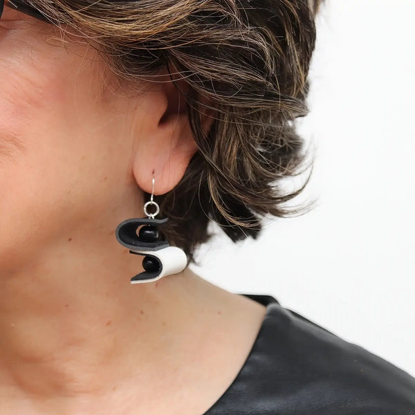 Duo Tone Leather Earring