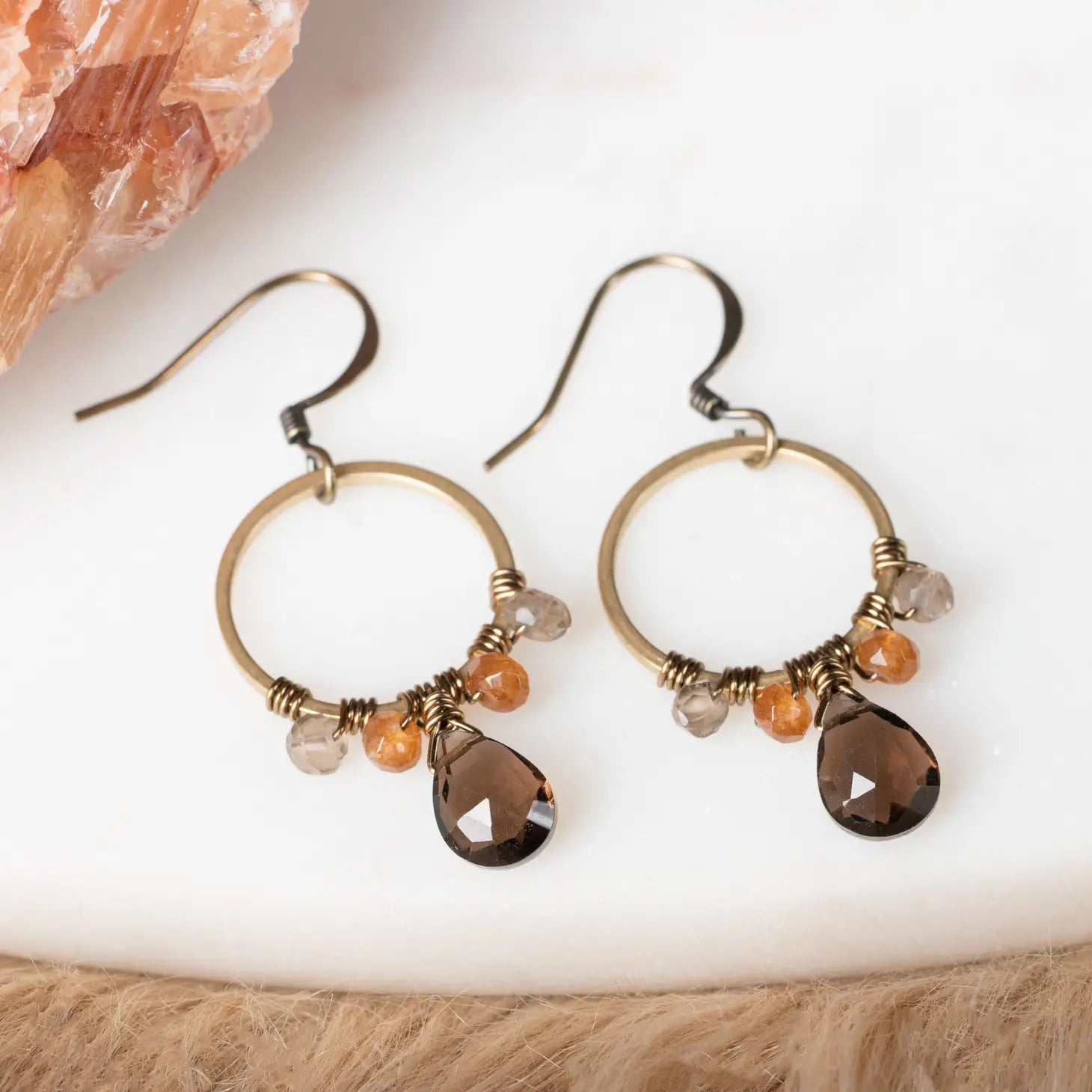 Smoky Quartz Hoop Earrings