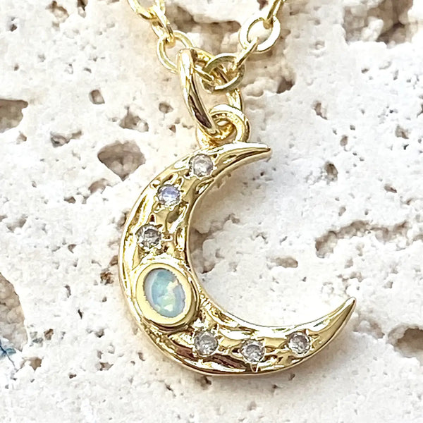 Opal Moon Necklace