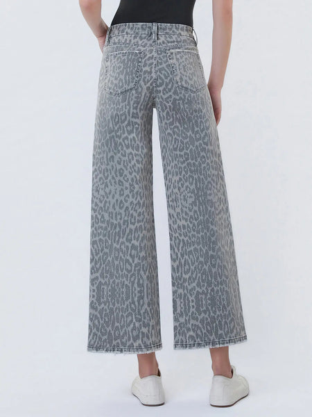 High Rise Grey Leopard Jeans
