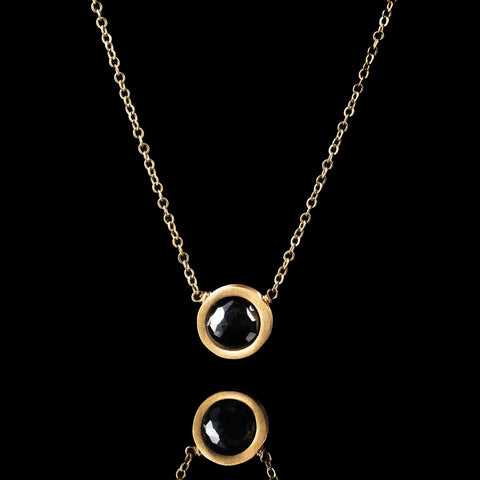 Onyx Thick Circle Necklace