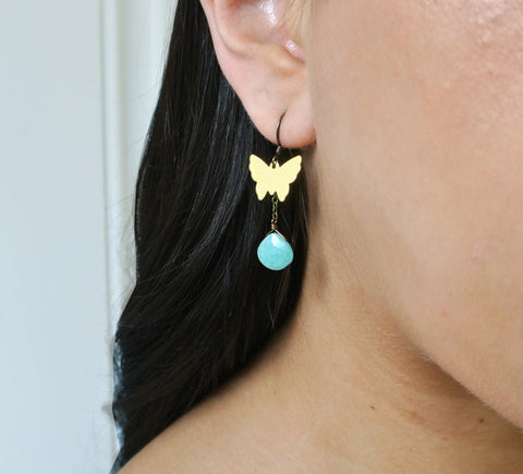 Amazonite Butterfly Earrings