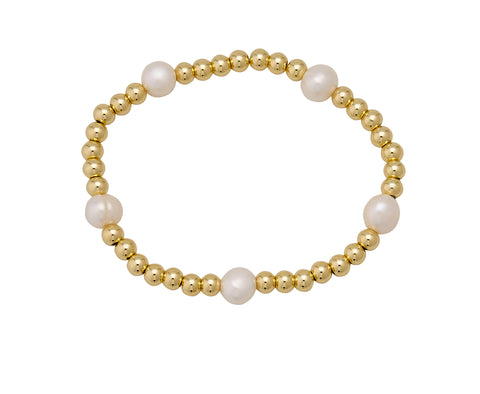 Pearl & Gold Ball Bracelet