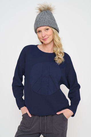Navy Peace Sign Top