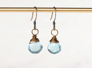 Blue Topaz Wrapped Earrings