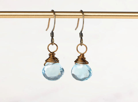 Blue Topaz Wrapped Earrings