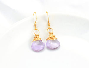 Amethyst Gold Wrapped Earrings