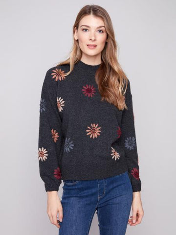 Charcoal Embroidered Sweater