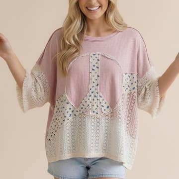 Peace Floral and Crochet Top