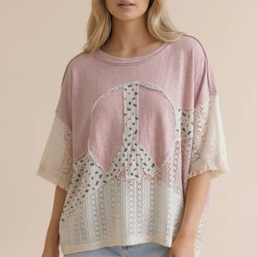 Peace Floral and Crochet Top
