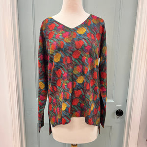 Cozy Floral V Neck Top
