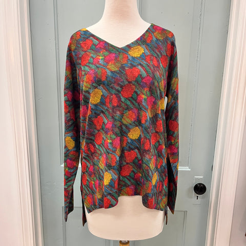 Cozy Floral V Neck Top