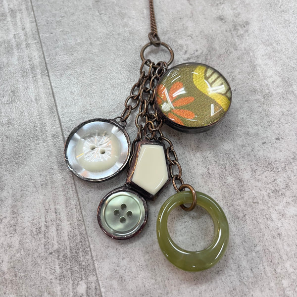 Retro Necklace Green/Ivory