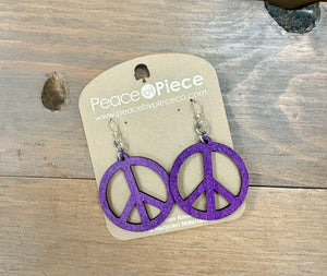 Small Peace Sign Purple Earring