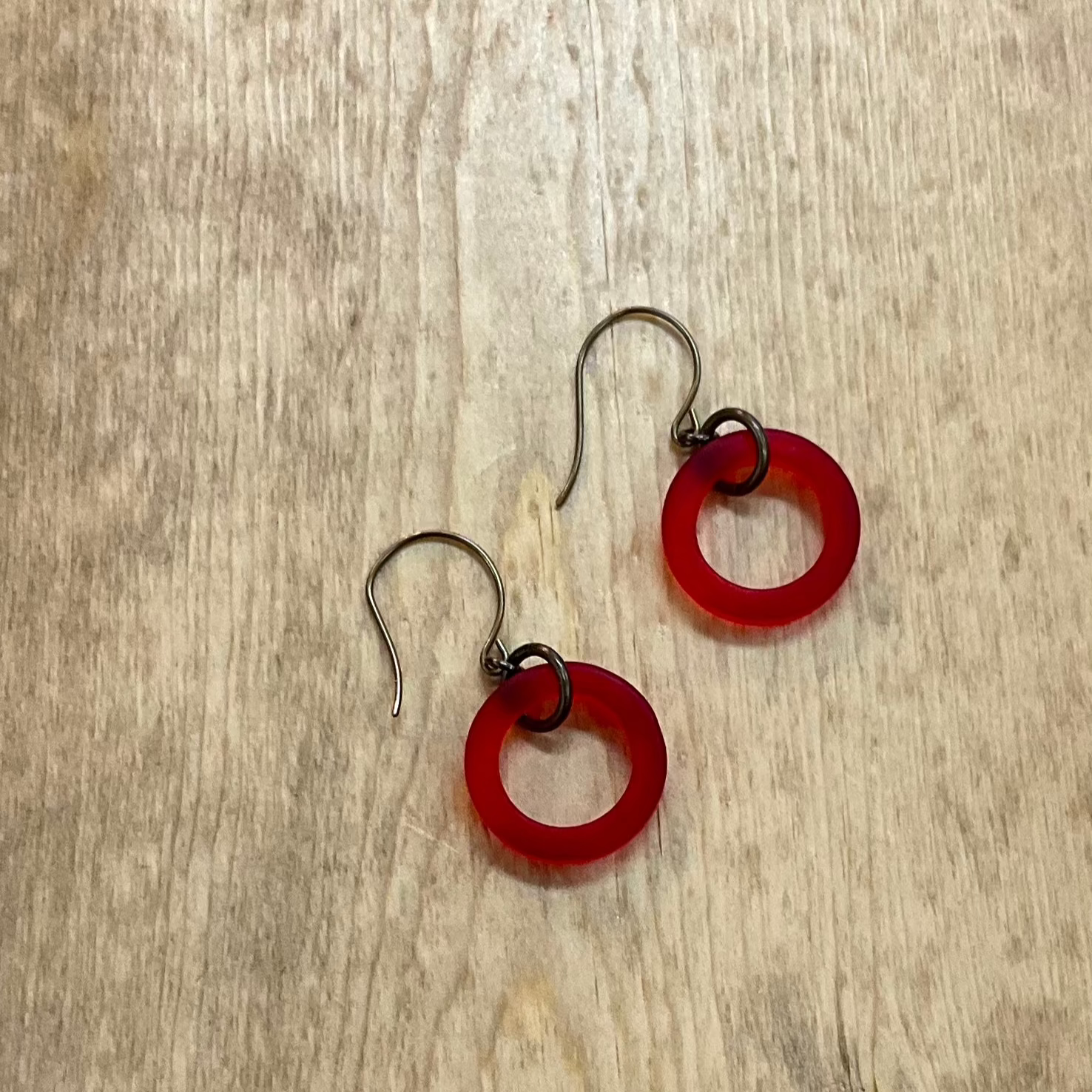 Red Vintage Glass Earrings