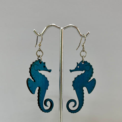 Seahorse Earrings Aqua