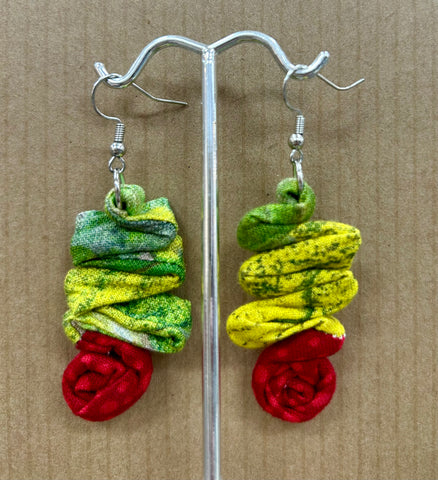 Zig Zag Green & Red Earrings