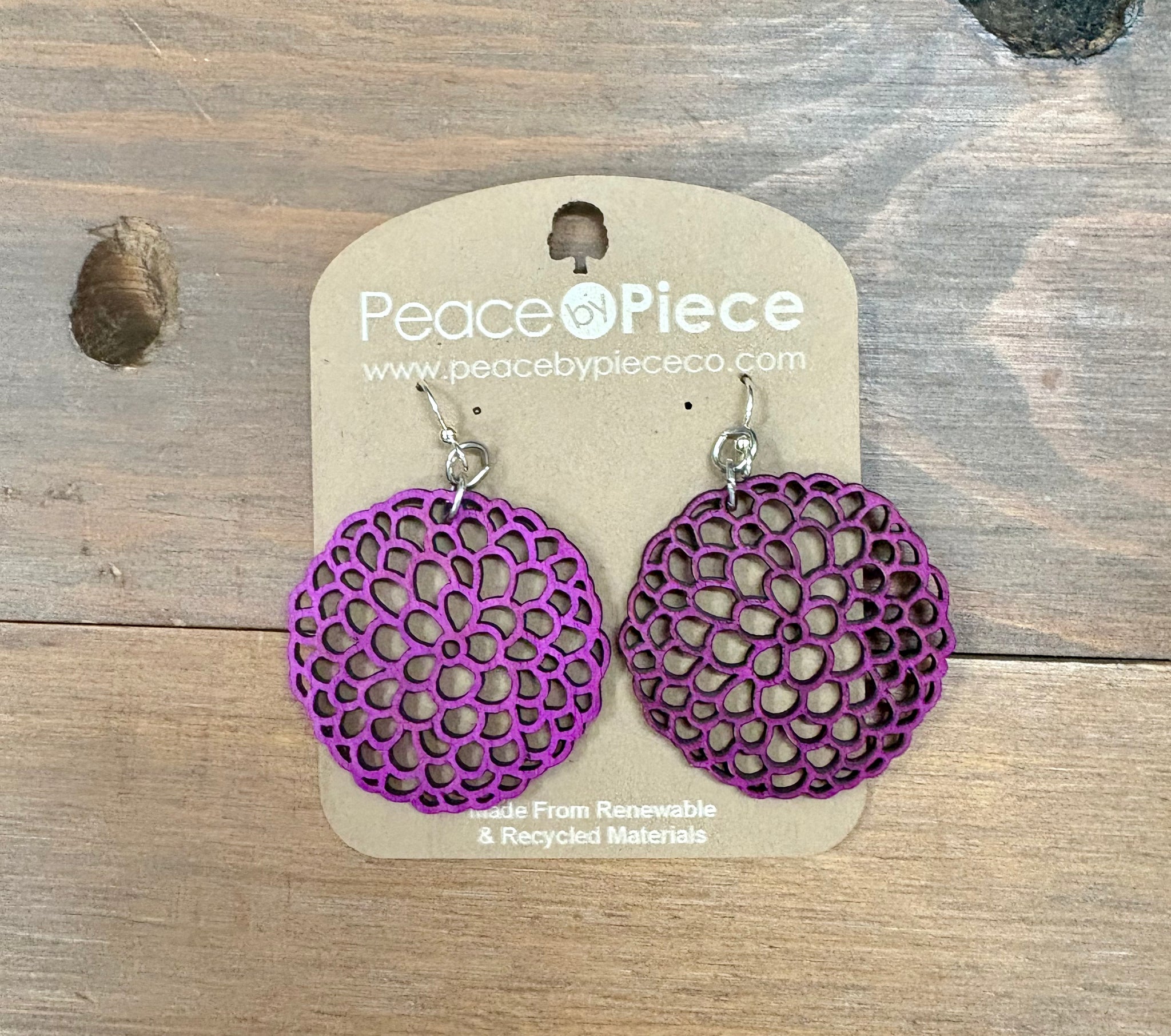 Purple PomPom Dahlia Earrings