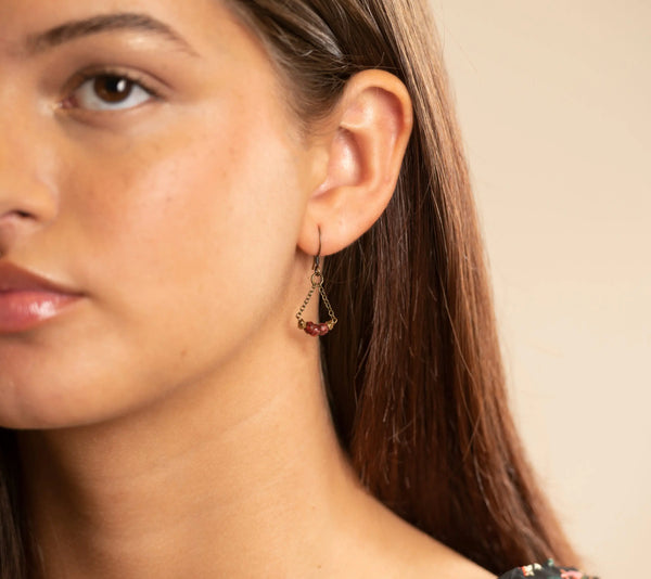 Garnet Chain Earrings
