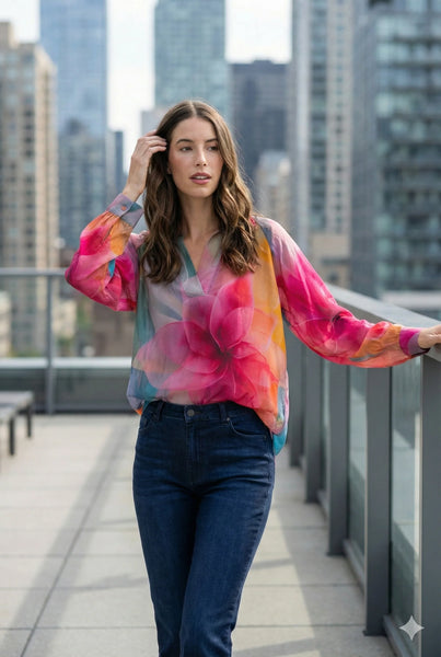 Bright Pink Floral Top