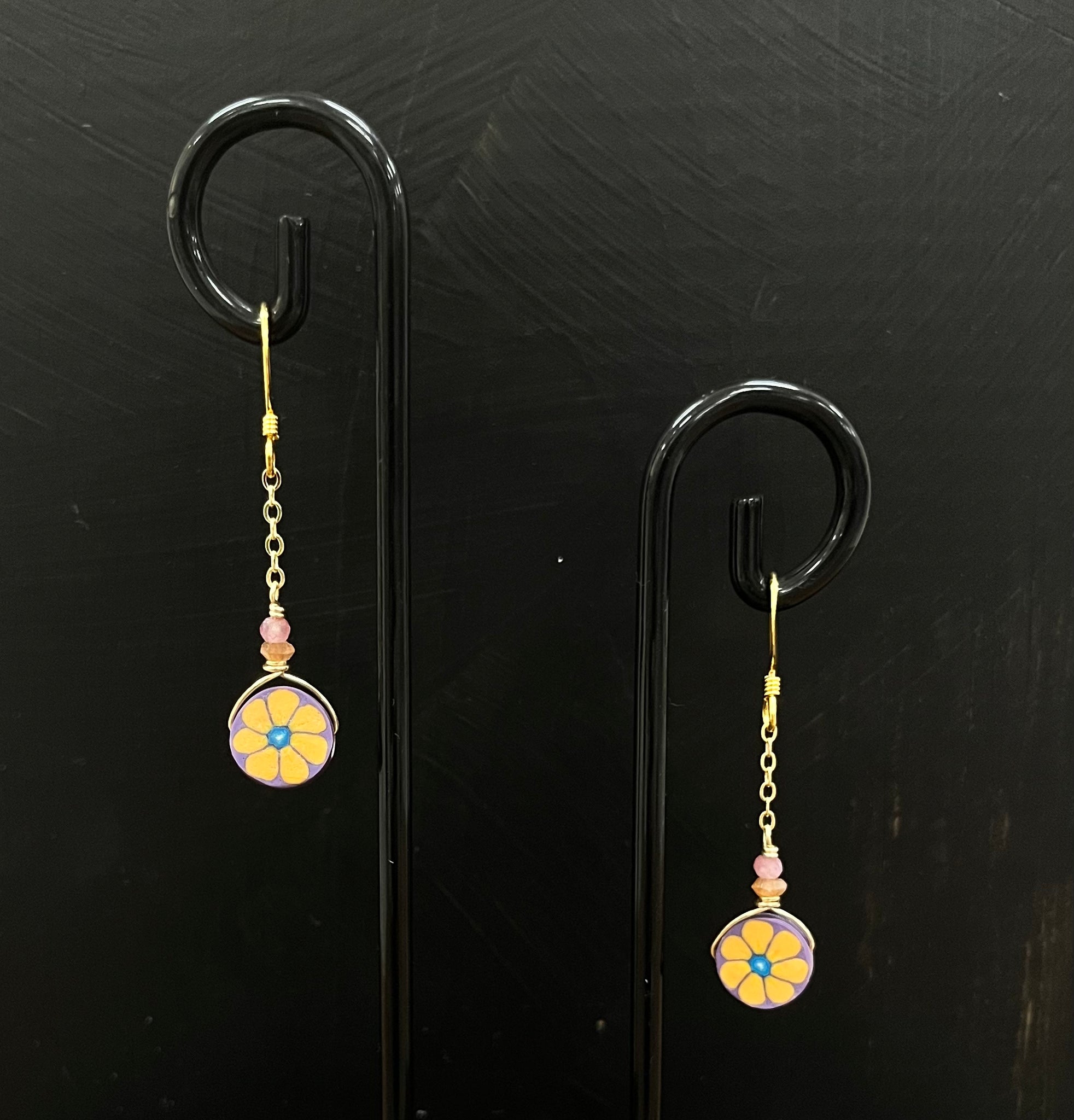 Orange Flower Earrings