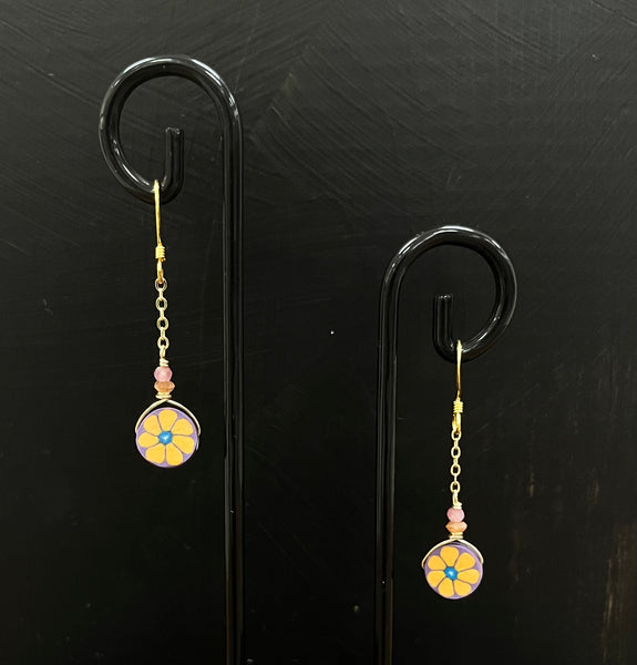 Orange Flower Earrings