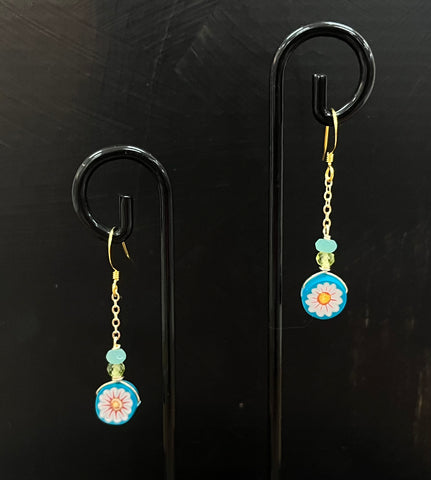 Aqua Flower Earrings
