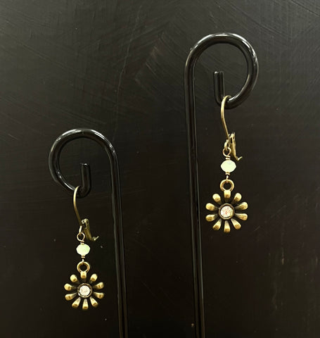 Crystal Flower Earrings Green