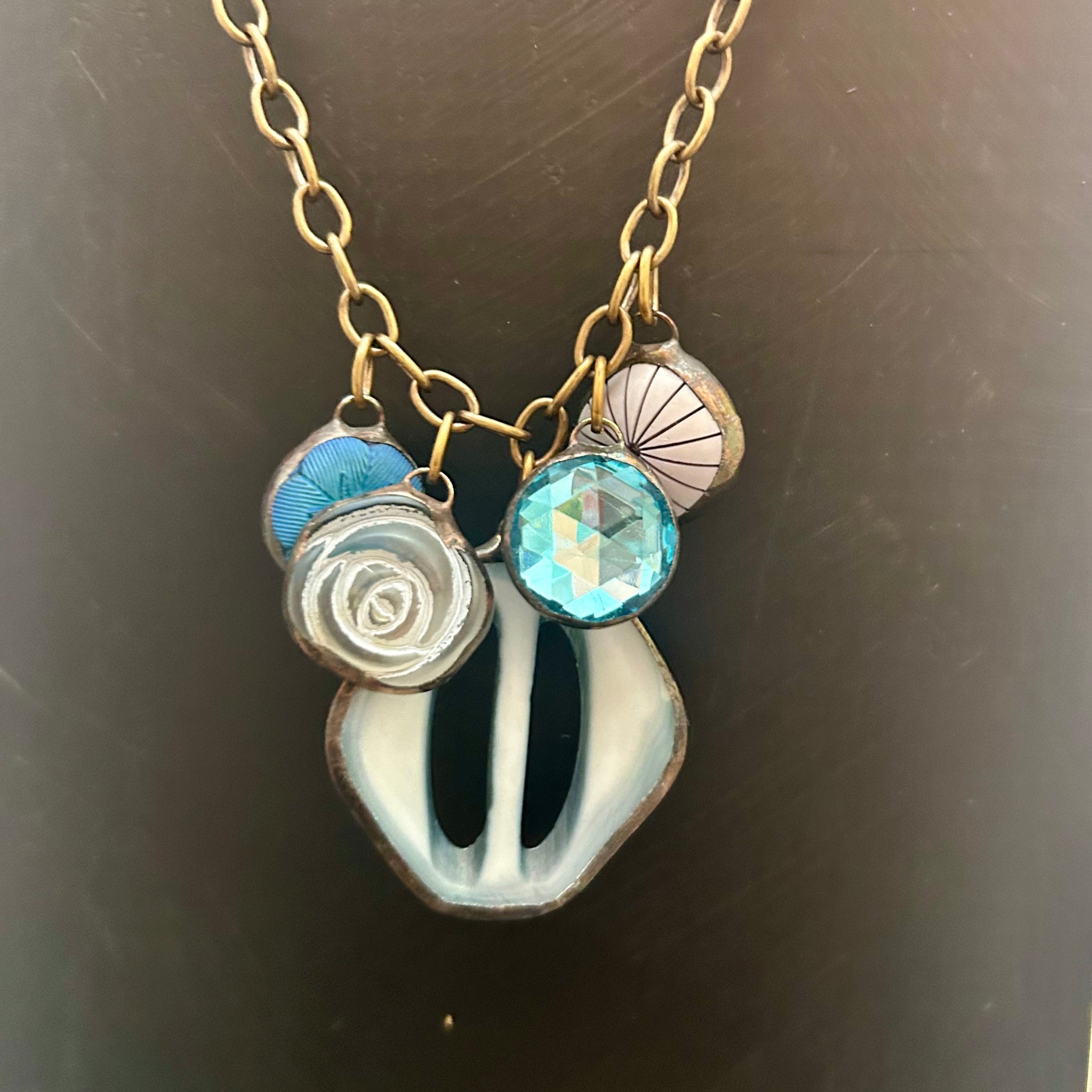 Teal Vintage Charm Necklace
