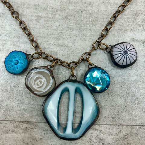 Teal Vintage Charm Necklace