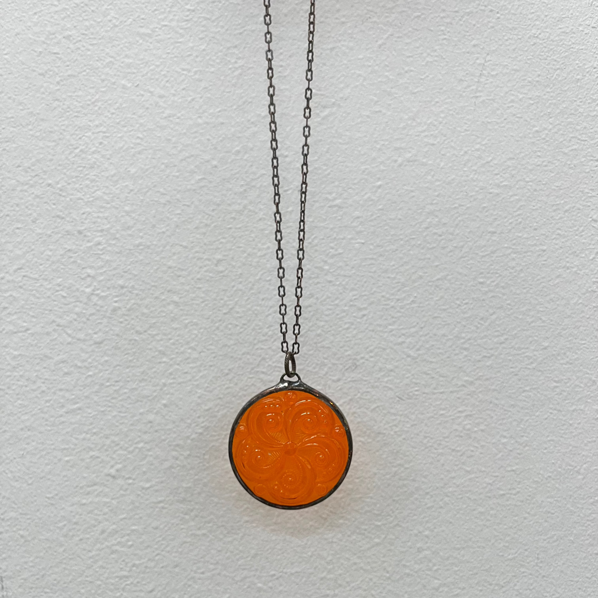 Orange Glass Swirl Necklace