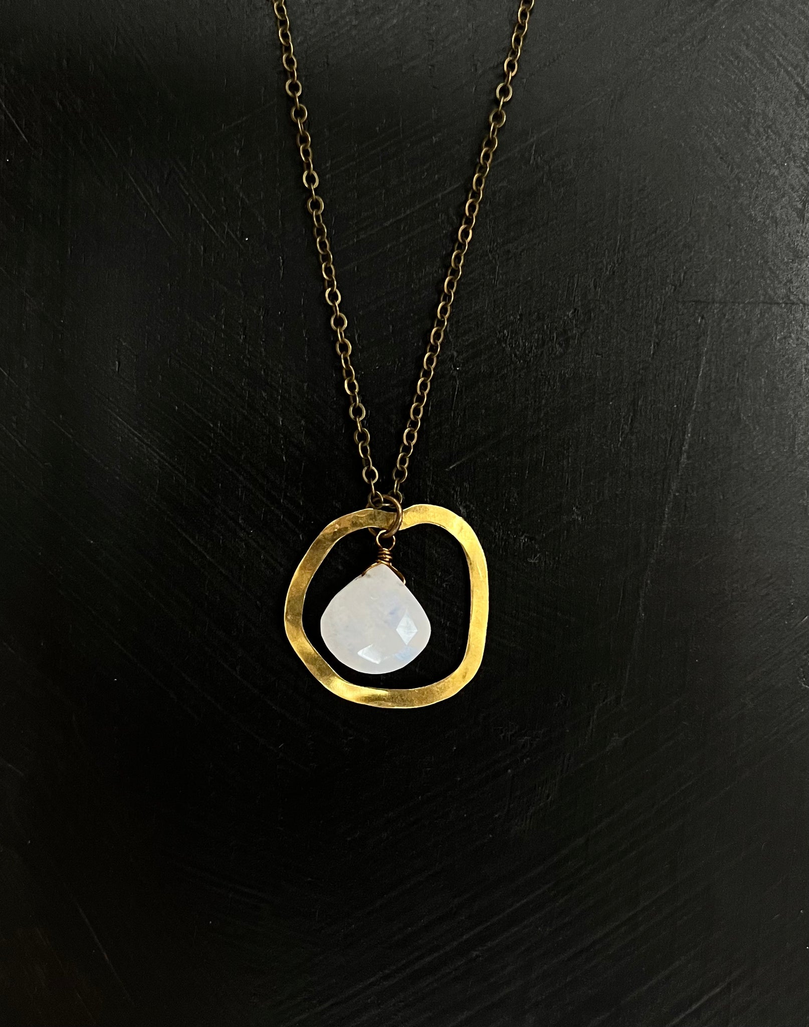 Moonstone Hammered Necklace
