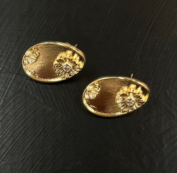 Floral Oval Earrings