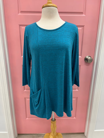 Teal Stripe Top