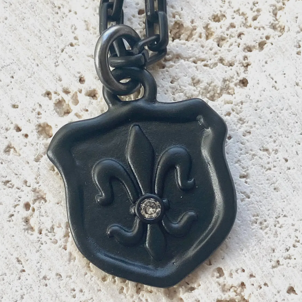 Fleur De Lis Black Necklace