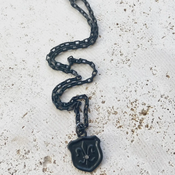 Fleur De Lis Black Necklace