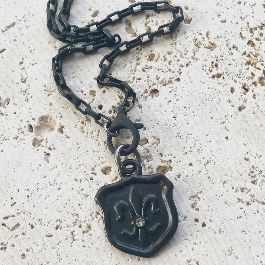 Fleur De Lis Black Necklace