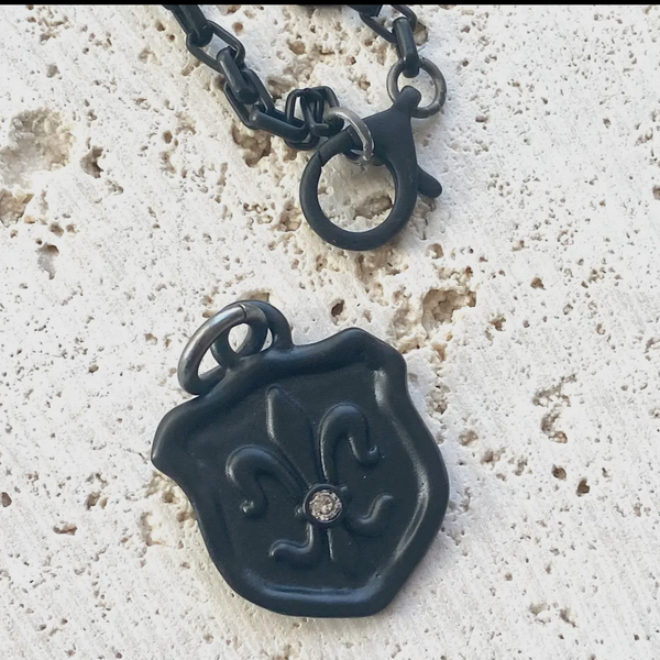 Fleur De Lis Black Necklace