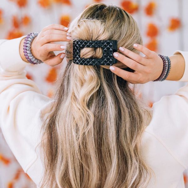 Black Quilted Rectangle Clip