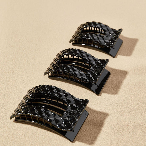 Black Quilted Rectangle Clip