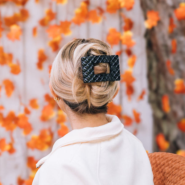 Black Quilted Rectangle Clip
