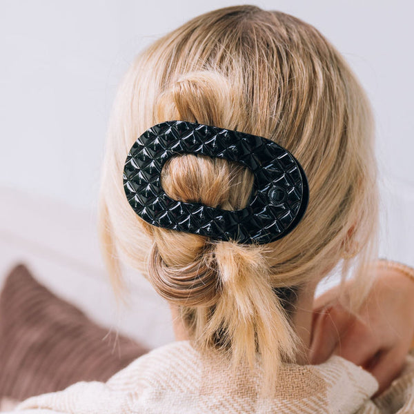 Black Quilted Flat Clip
