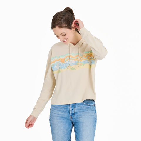 Boxy Gone to Beach LS Hoodie